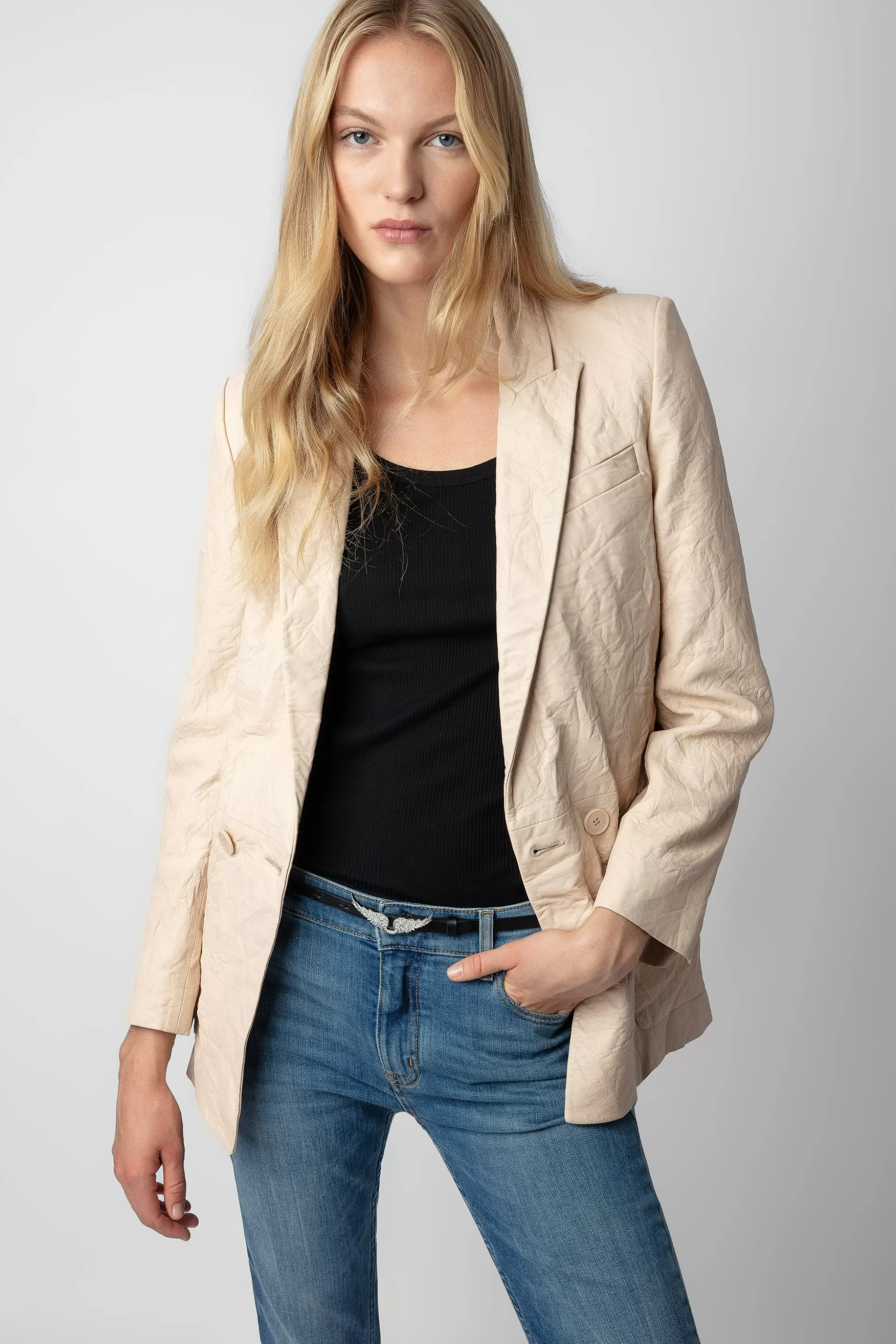 Femmes Zadig & Voltaire Vestes^Blazer En Cuir Froisse Visko