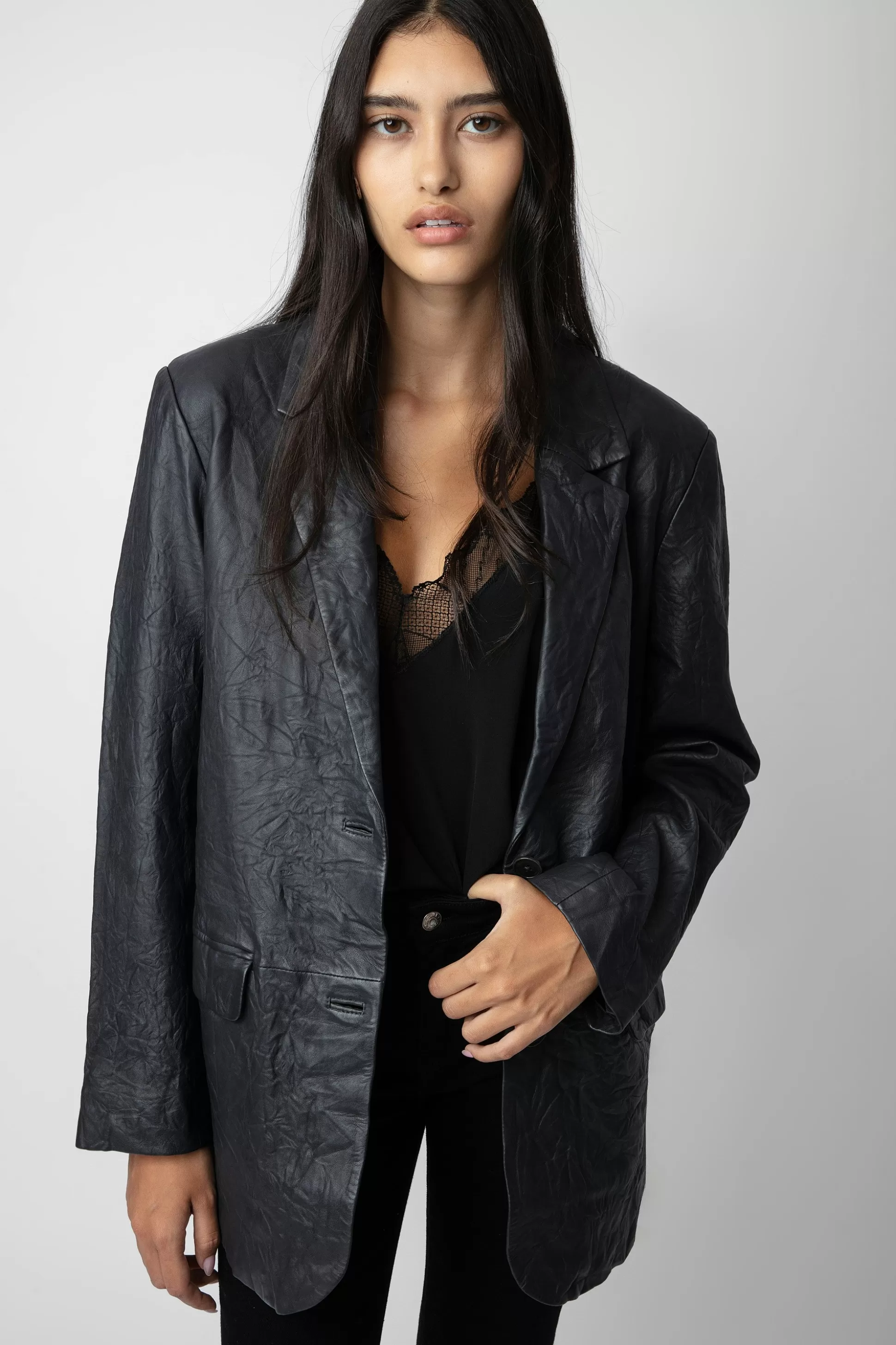 Femmes Zadig & Voltaire Vestes^Blazer Venturi En Cuir Froisse