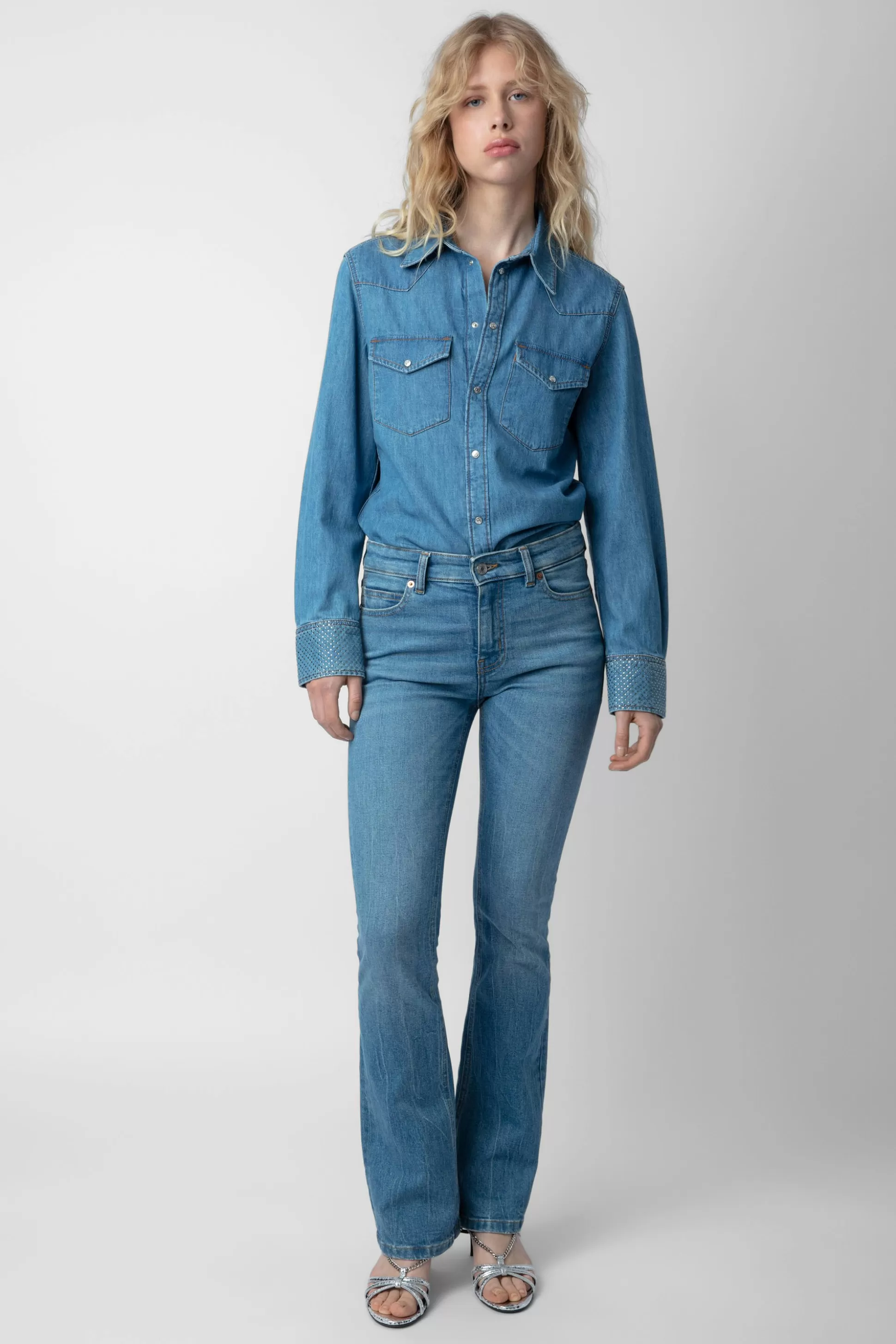 Femmes Zadig & Voltaire Chemises Et Hauts^Chemise Thelma En Denim A Strass