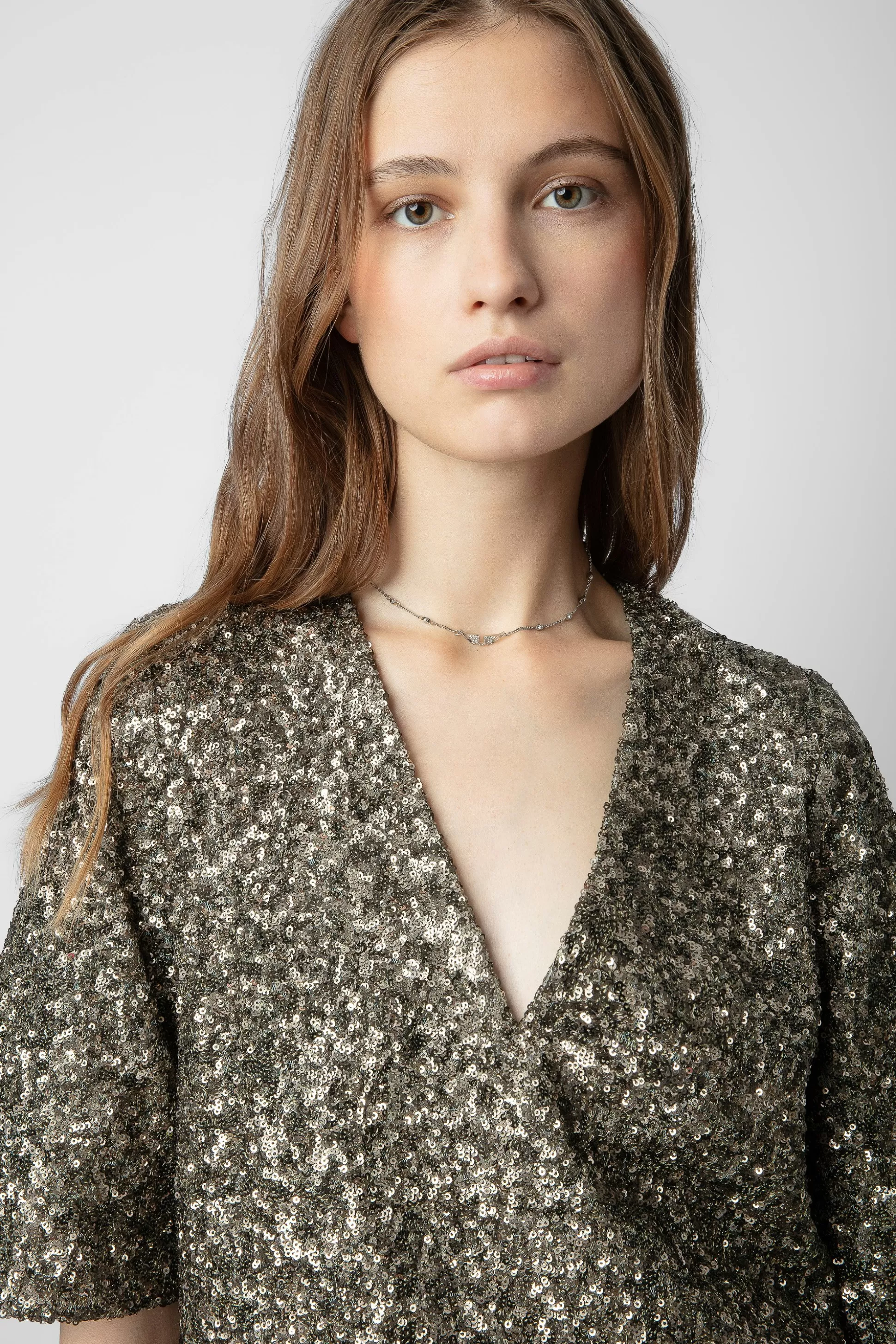 Femmes Zadig & Voltaire Chemises Et Hauts^Chemisier A Sequins Tytane