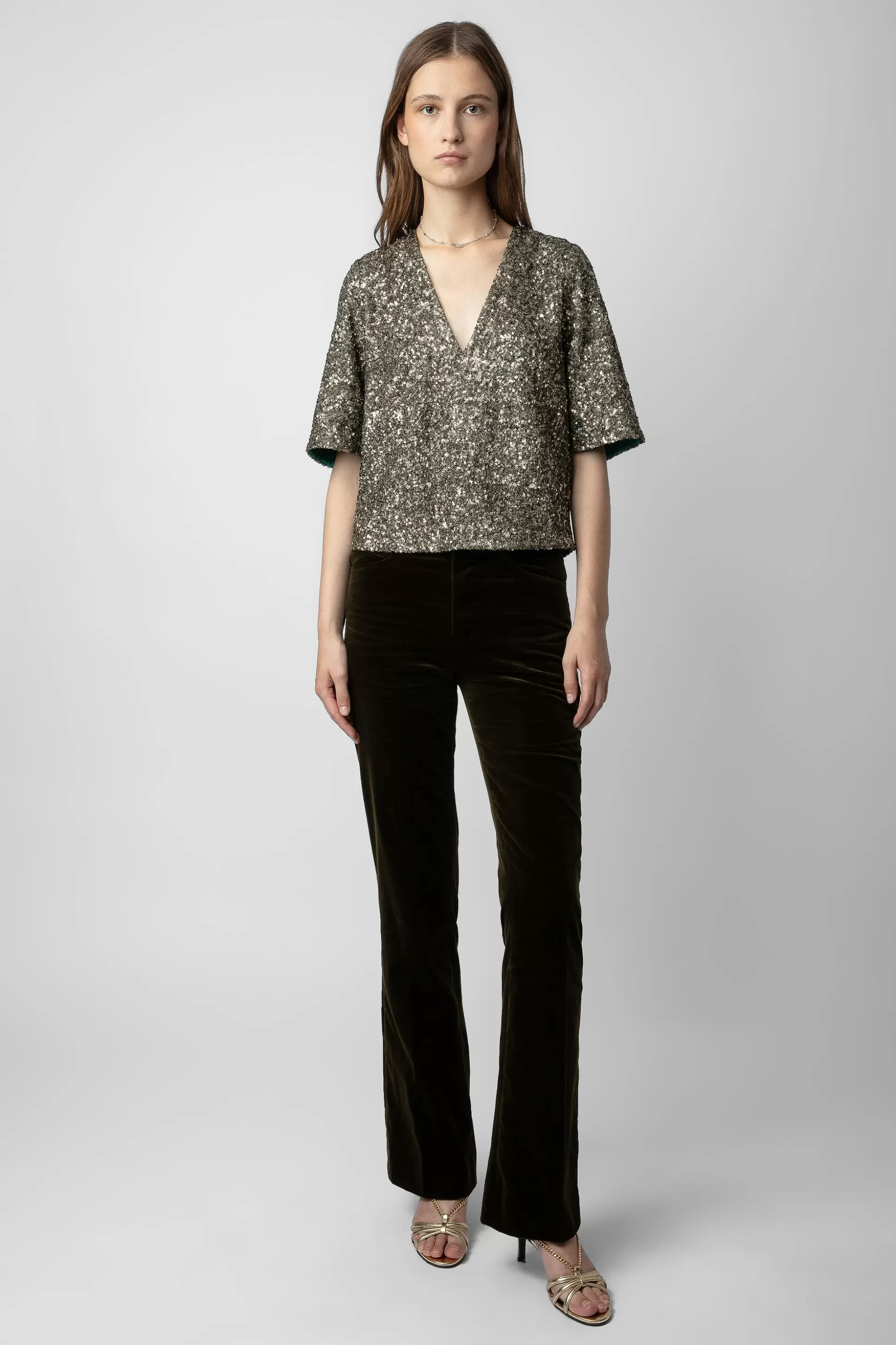 Femmes Zadig & Voltaire Chemises Et Hauts^Chemisier A Sequins Tytane