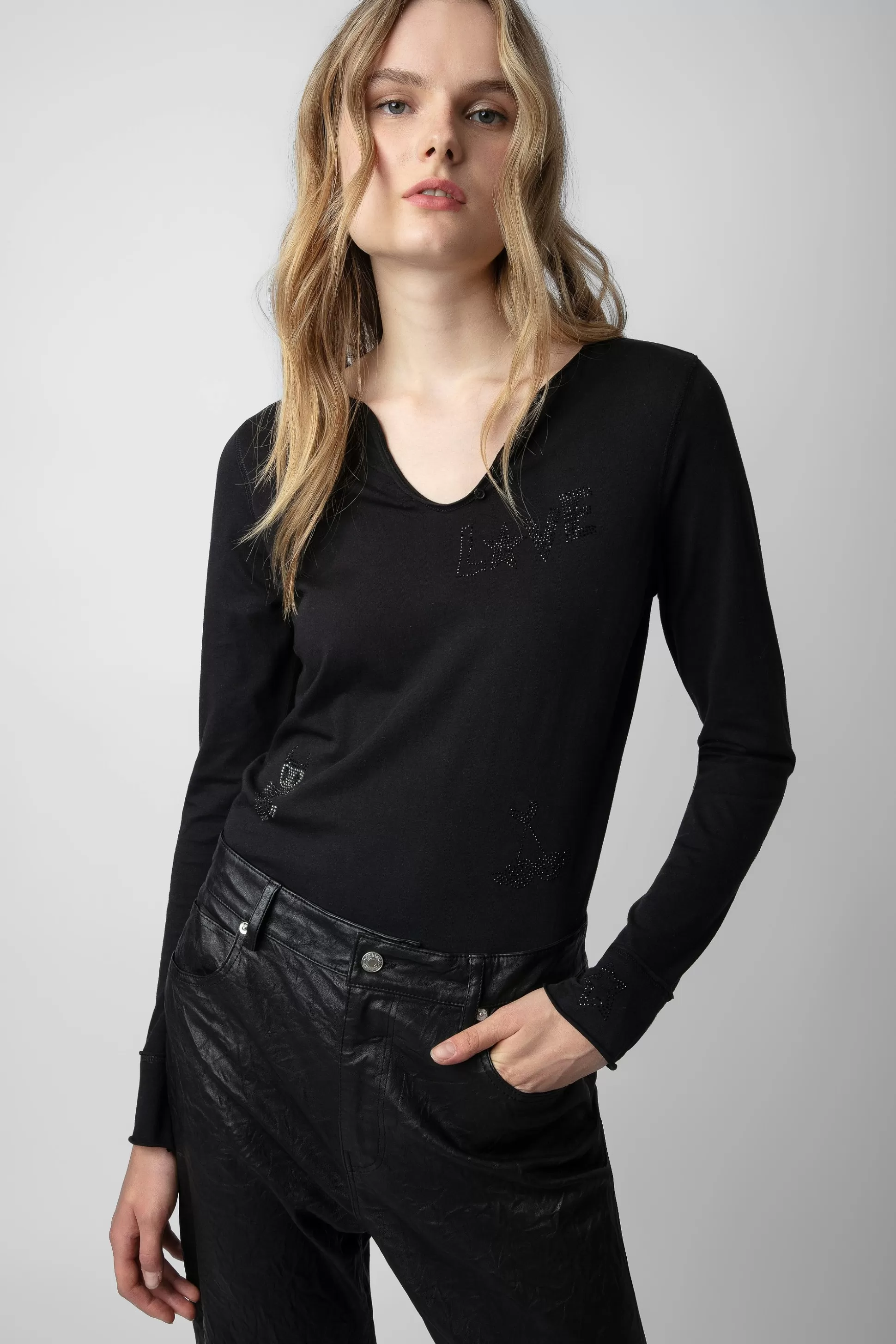 Femmes Zadig & Voltaire T-Shirts^Haut Henley A Strass