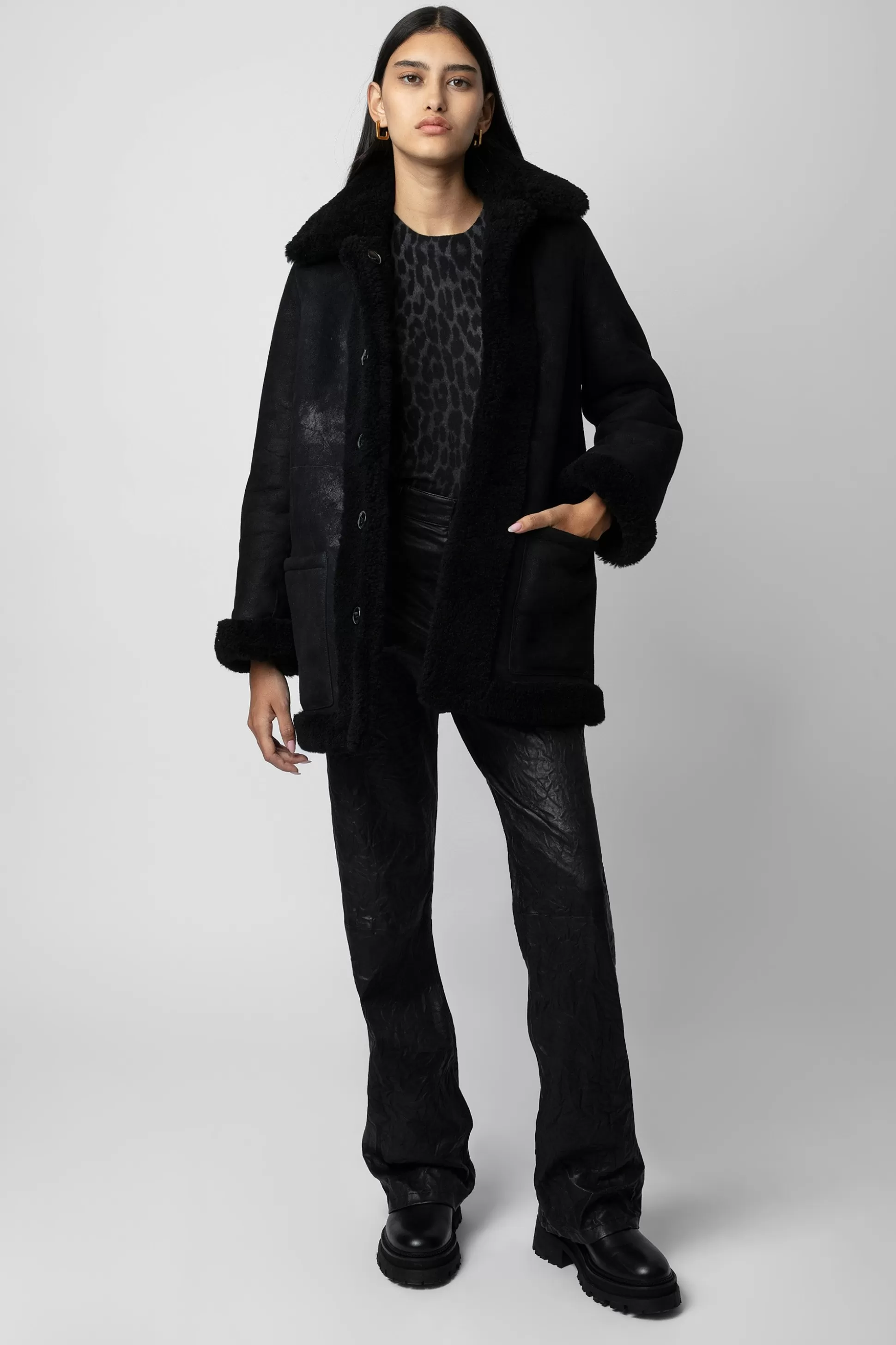 Femmes Zadig & Voltaire Manteaux Et Vestes^Manteau En Peau De Mouton Magdas En Cuir