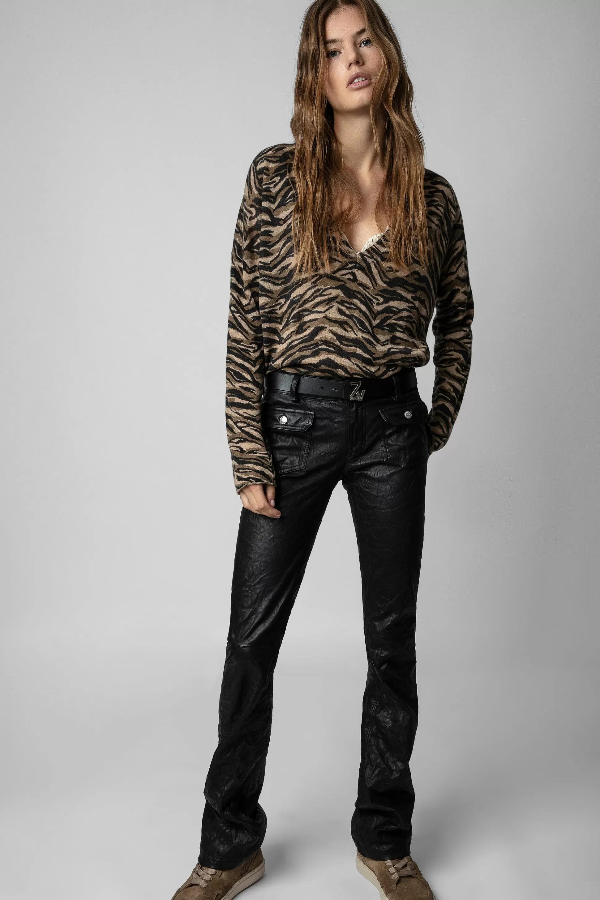 Femmes Zadig & Voltaire Pantalons Et Shorts^Pantalon En Cuir Froisse Hippie