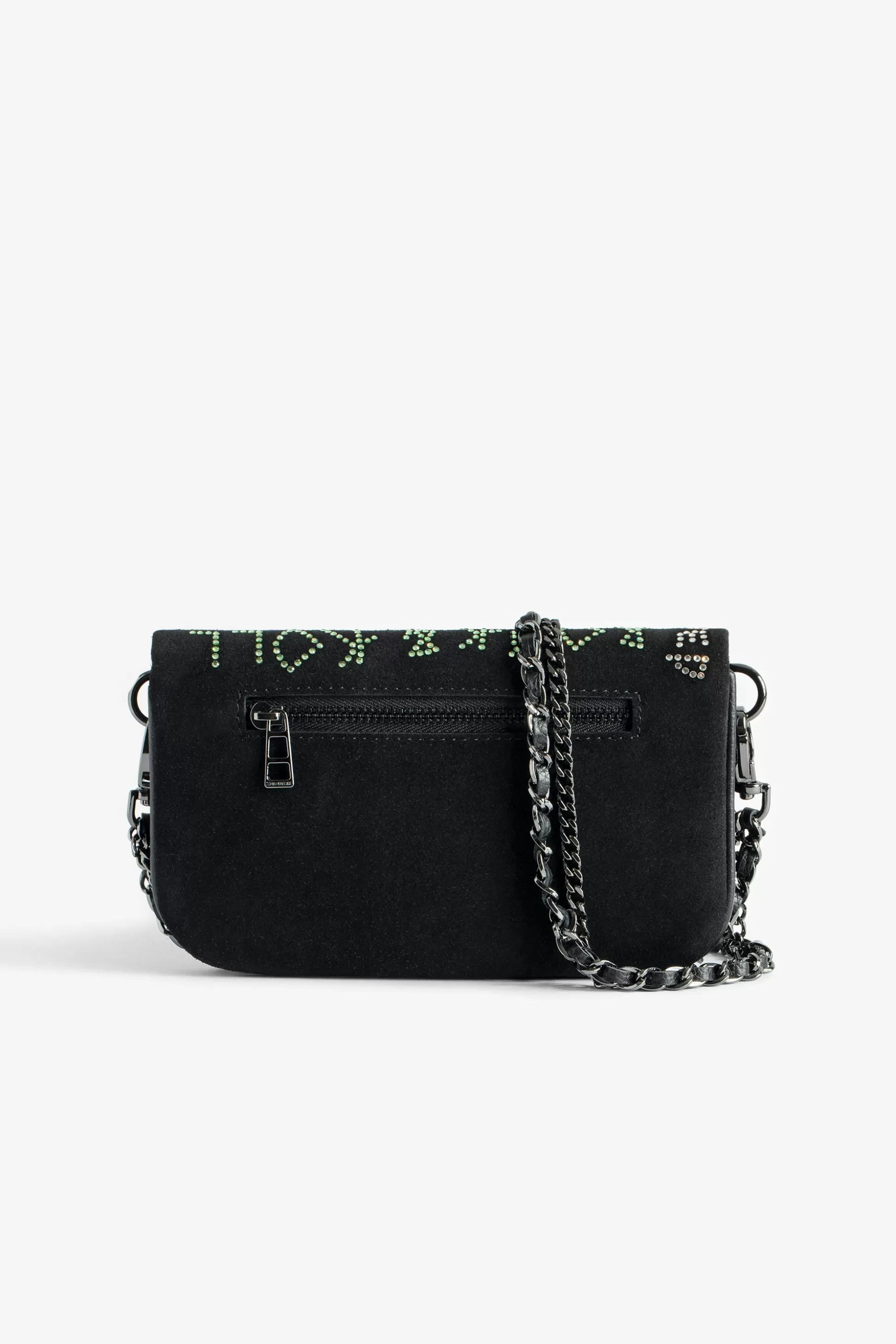 Femmes Zadig & Voltaire Mini-Sacs^Pochette Rock Nano En Daim Avec Etiquette A Strass