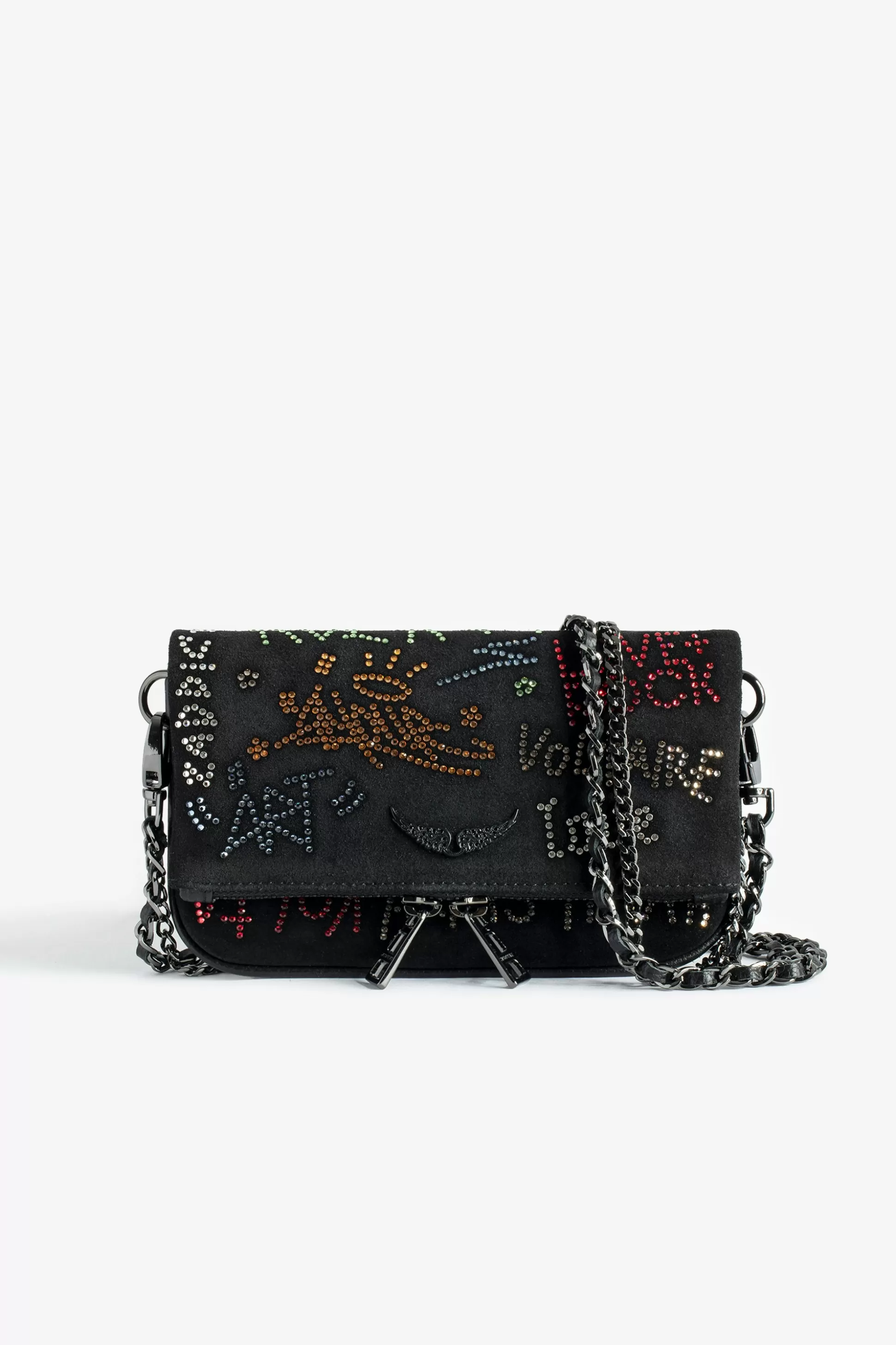 Femmes Zadig & Voltaire Mini-Sacs^Pochette Rock Nano En Daim Avec Etiquette A Strass