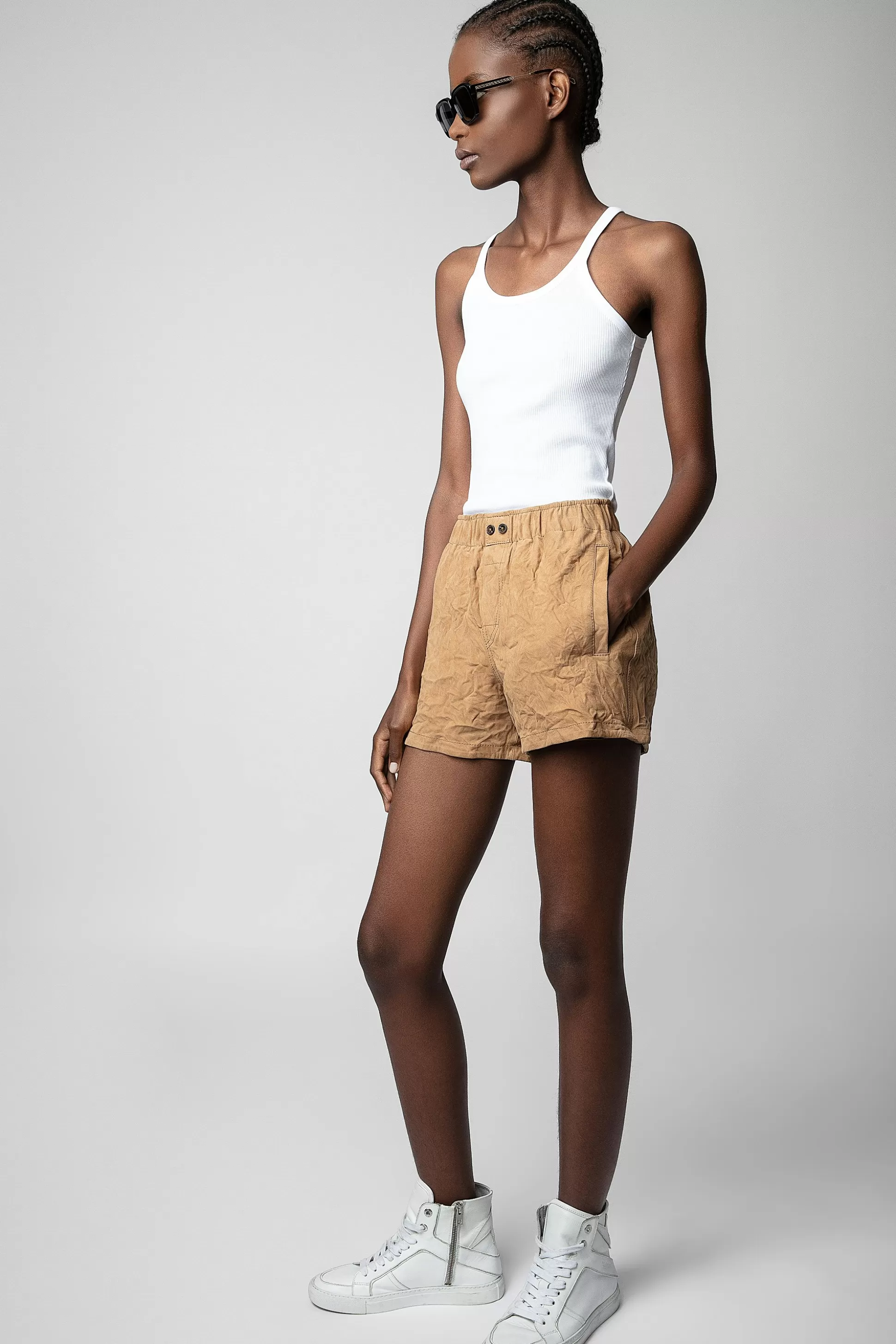 Femmes Zadig & Voltaire Pantalons Et Shorts^Short En Daim Froisse Paxi