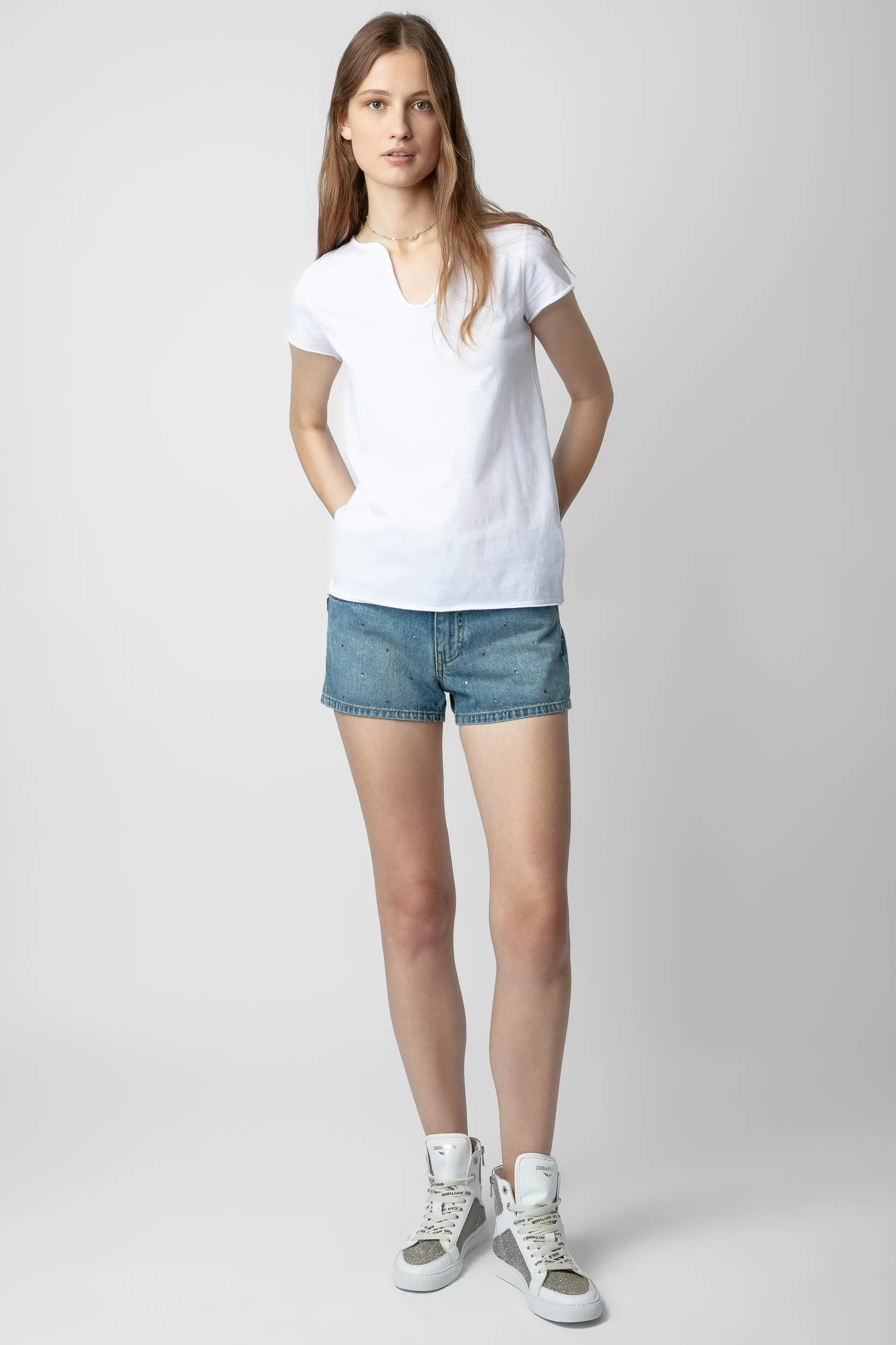 Femmes Zadig & Voltaire Pantalons Et Shorts^Short En Denim A Strass Sina