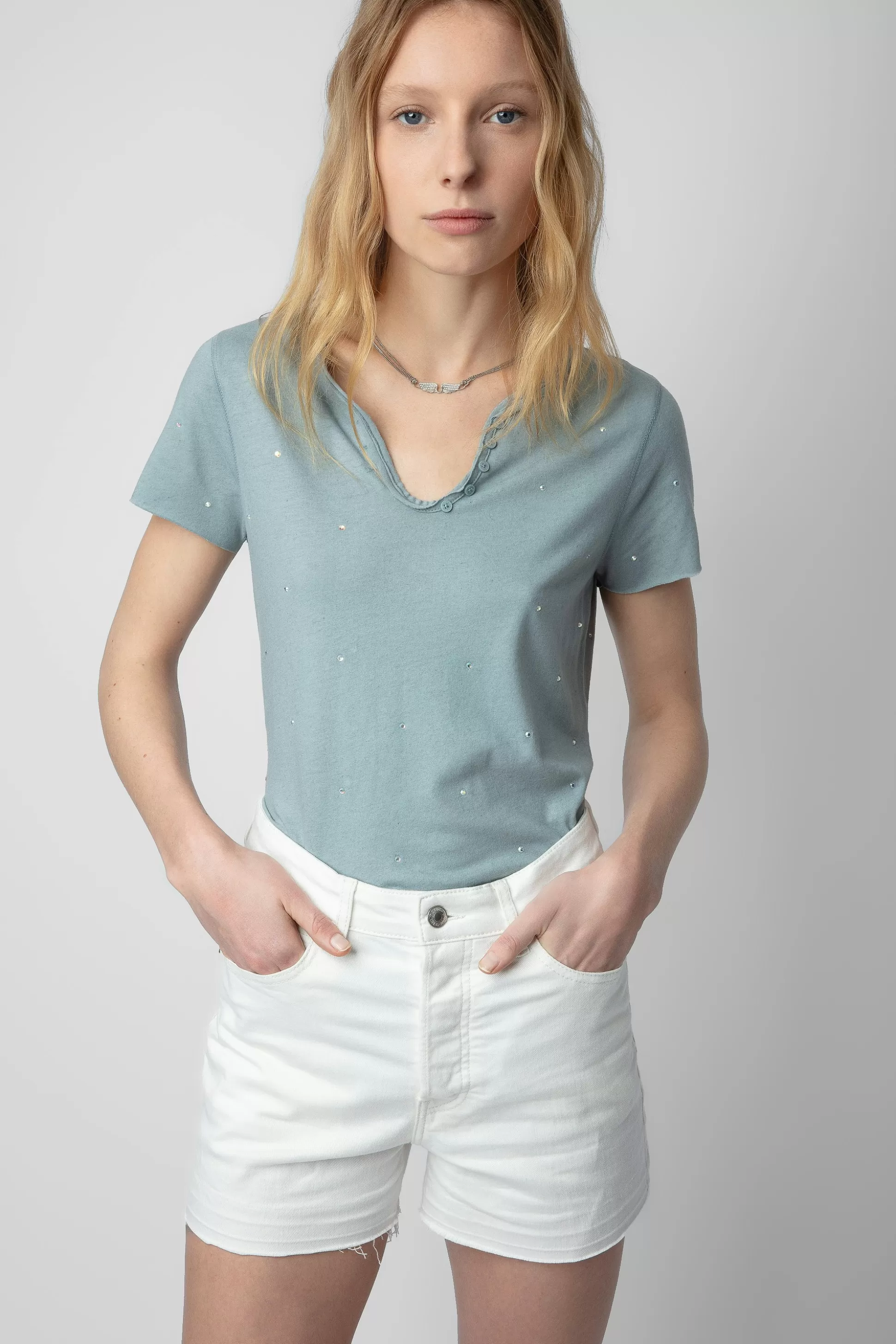 Femmes Zadig & Voltaire T-Shirts^T-Shirt Henley A Strass