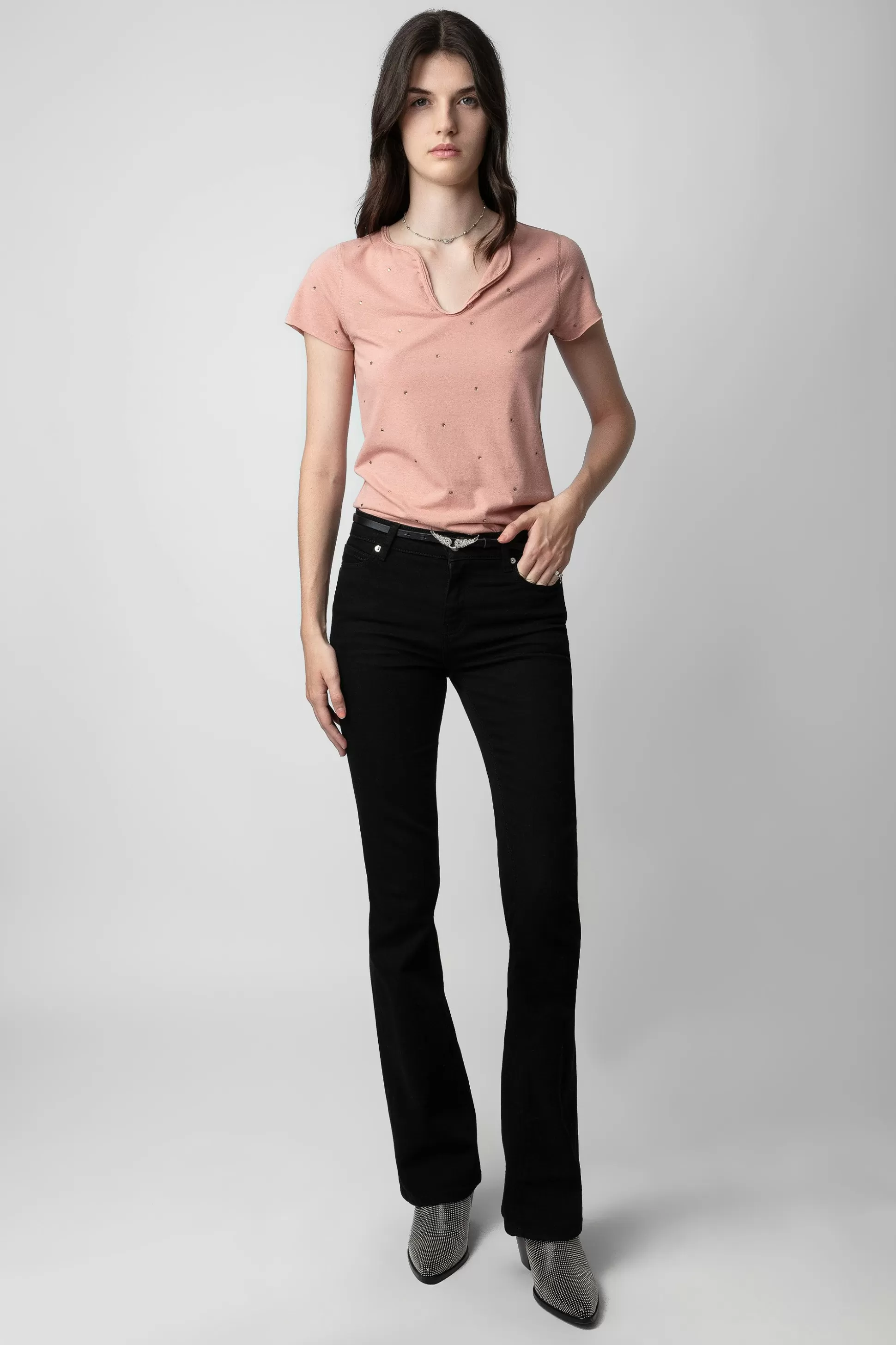 Femmes Zadig & Voltaire T-Shirts^T-Shirt Henley A Strass